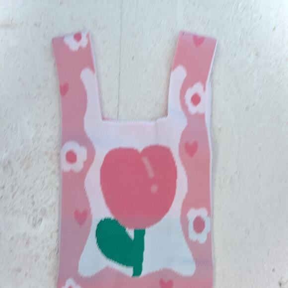 NWT $100 ANTHROPOLOGIE knit boho handbag  BOTTOMS UP pink tulip - Picture 4 of 8